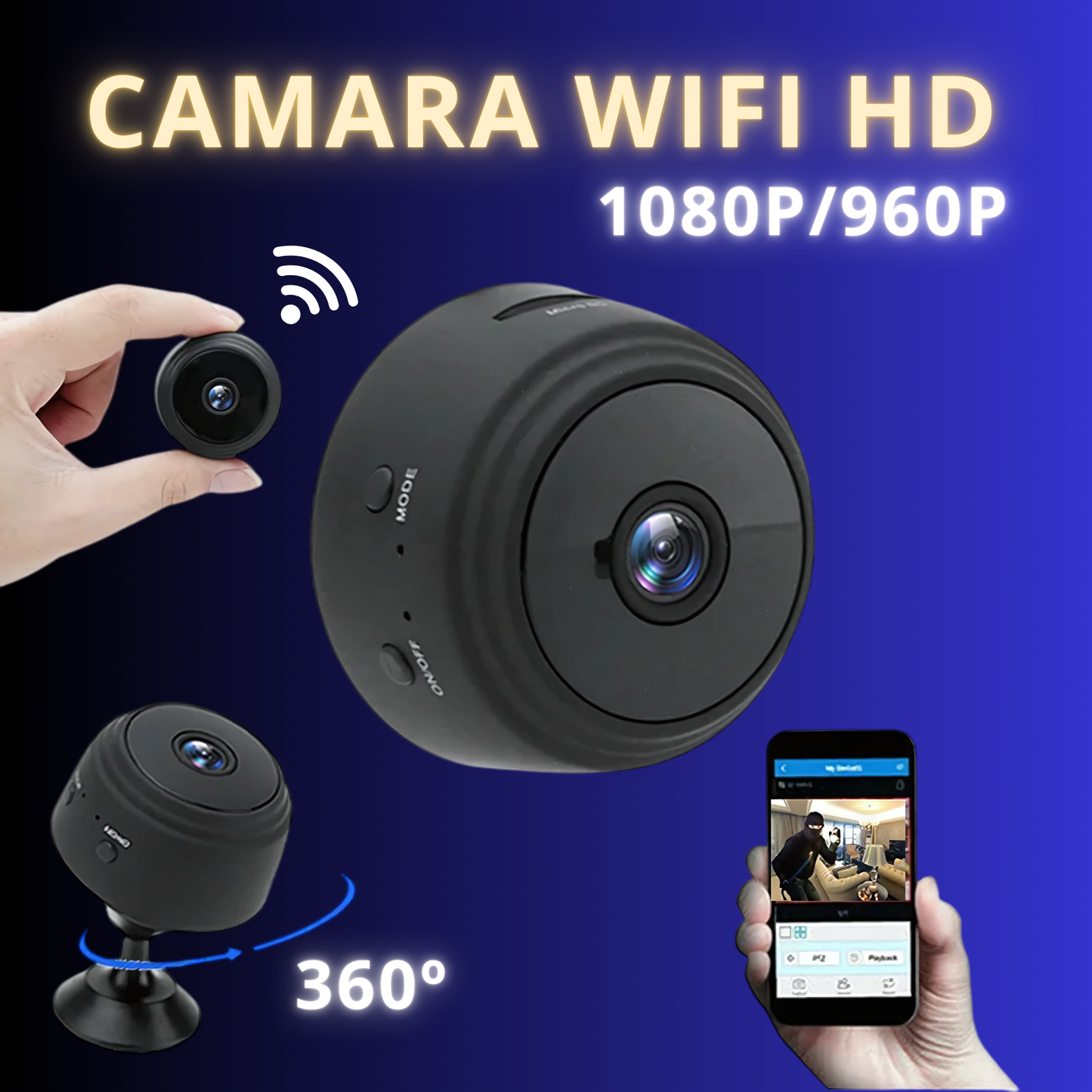 Mini Camara de Seguridad WiFi 1080p HD